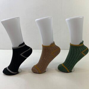 Your Missing Sock Unisex Striped Ribbed Ankle Socks 3 Pack Black Brown Green